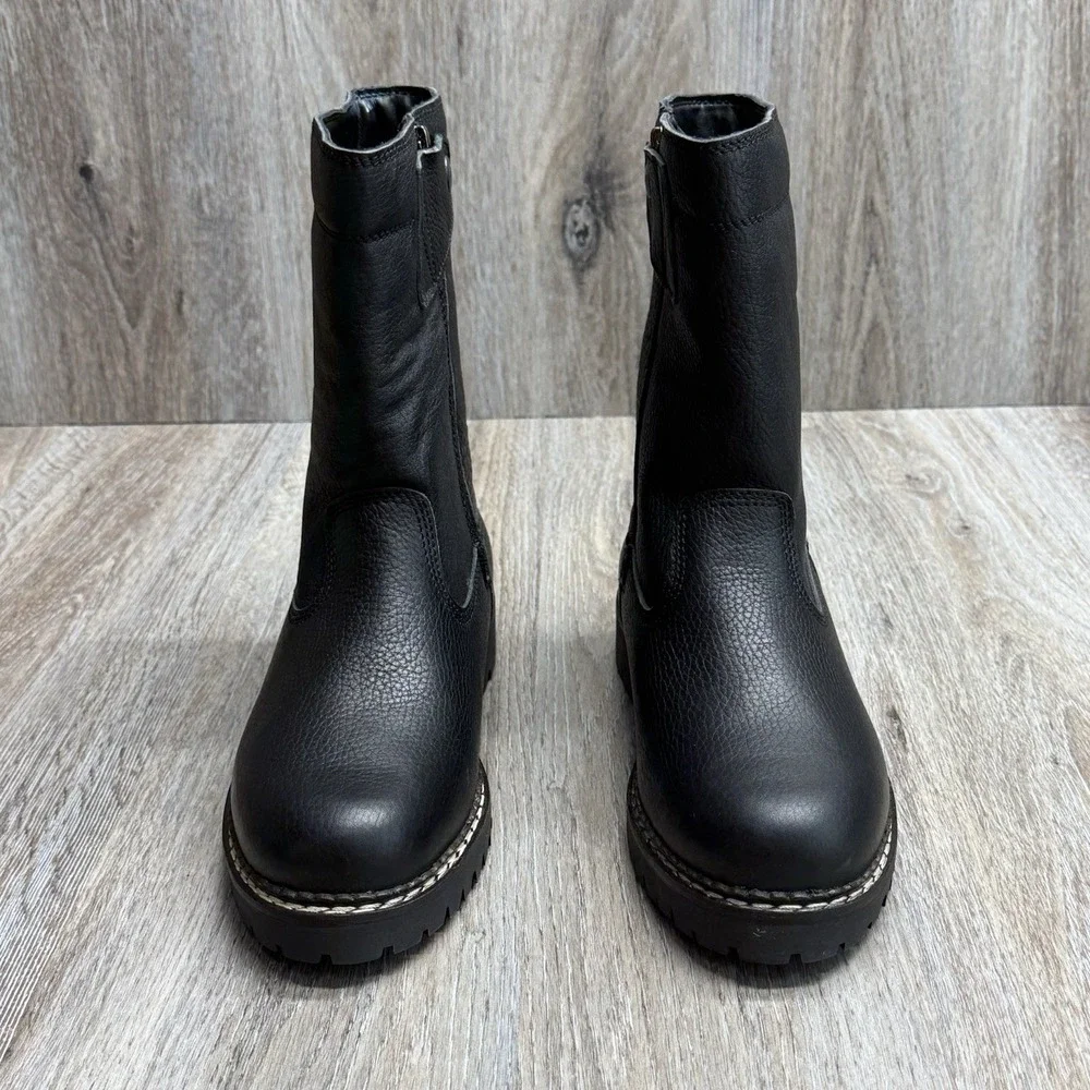 TECNICA Leather Outdoor Boots Mens 9.5 Side Zip Rubber Lug Sole Never Worn